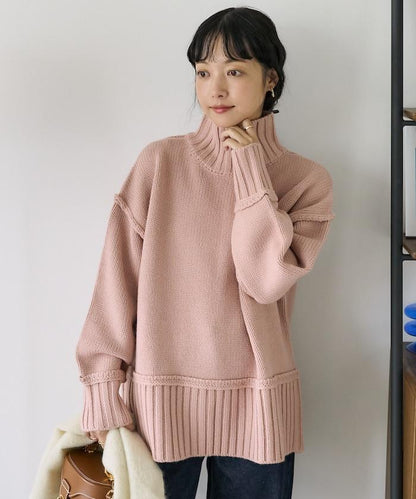 高領寬鬆針織衫
