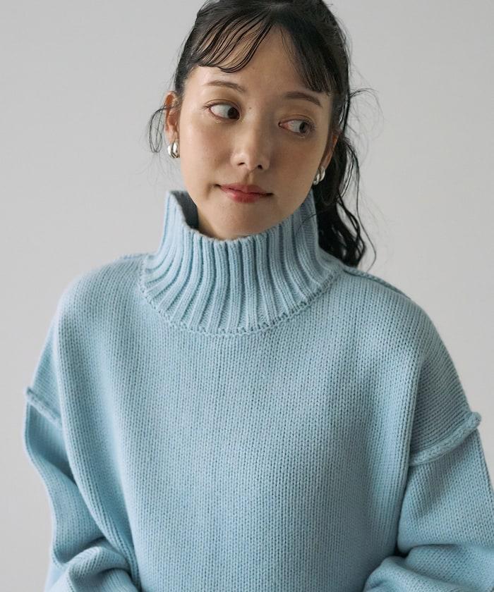 高領寬鬆針織衫