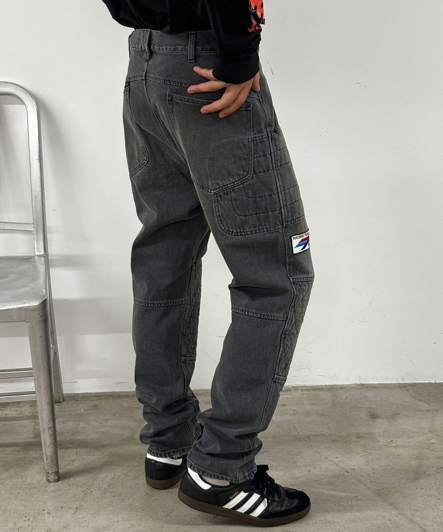 【紫電】摩托車褲 -13.5盎司牛仔布復古