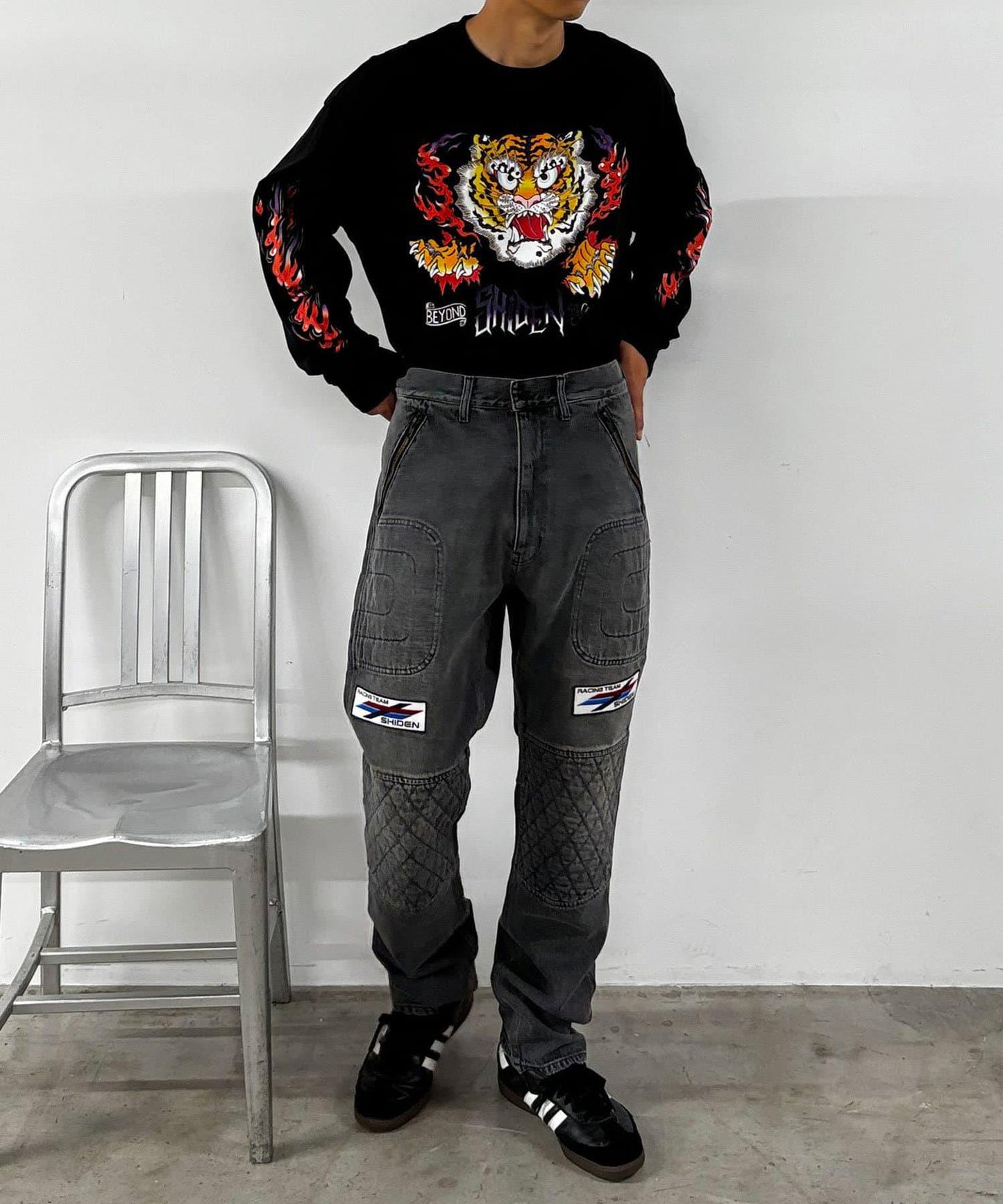 【紫電】摩托車褲 -13.5盎司牛仔布復古