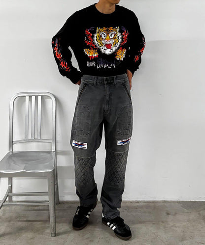 【紫電】摩托車褲 -13.5盎司牛仔布復古