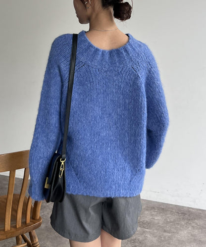 軟綿綿拉甘切換袖子泡泡袖套頭衫