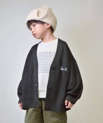 【兒童】點綴刺繡針織開衫