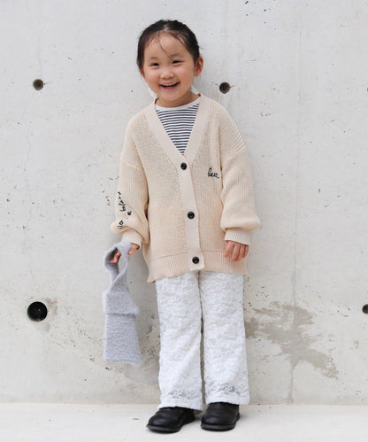 【兒童】點綴刺繡針織開衫