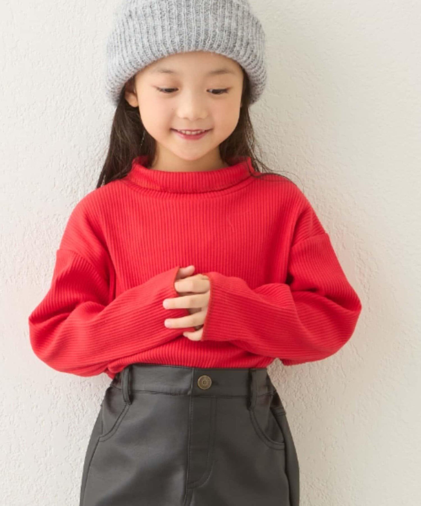 【兒童】配色條紋針織高領衫