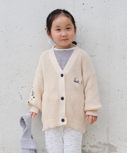 【兒童】點綴刺繡針織開衫