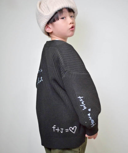 【兒童】點綴刺繡針織開衫