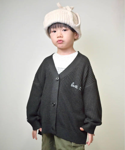 【兒童】點綴刺繡針織開衫