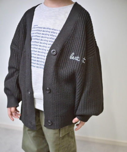 【兒童】點綴刺繡針織開衫