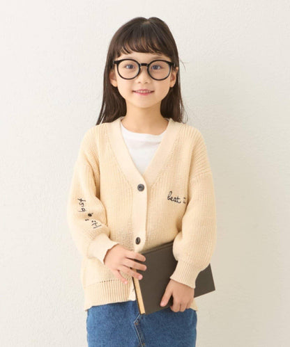 【兒童】點綴刺繡針織開衫