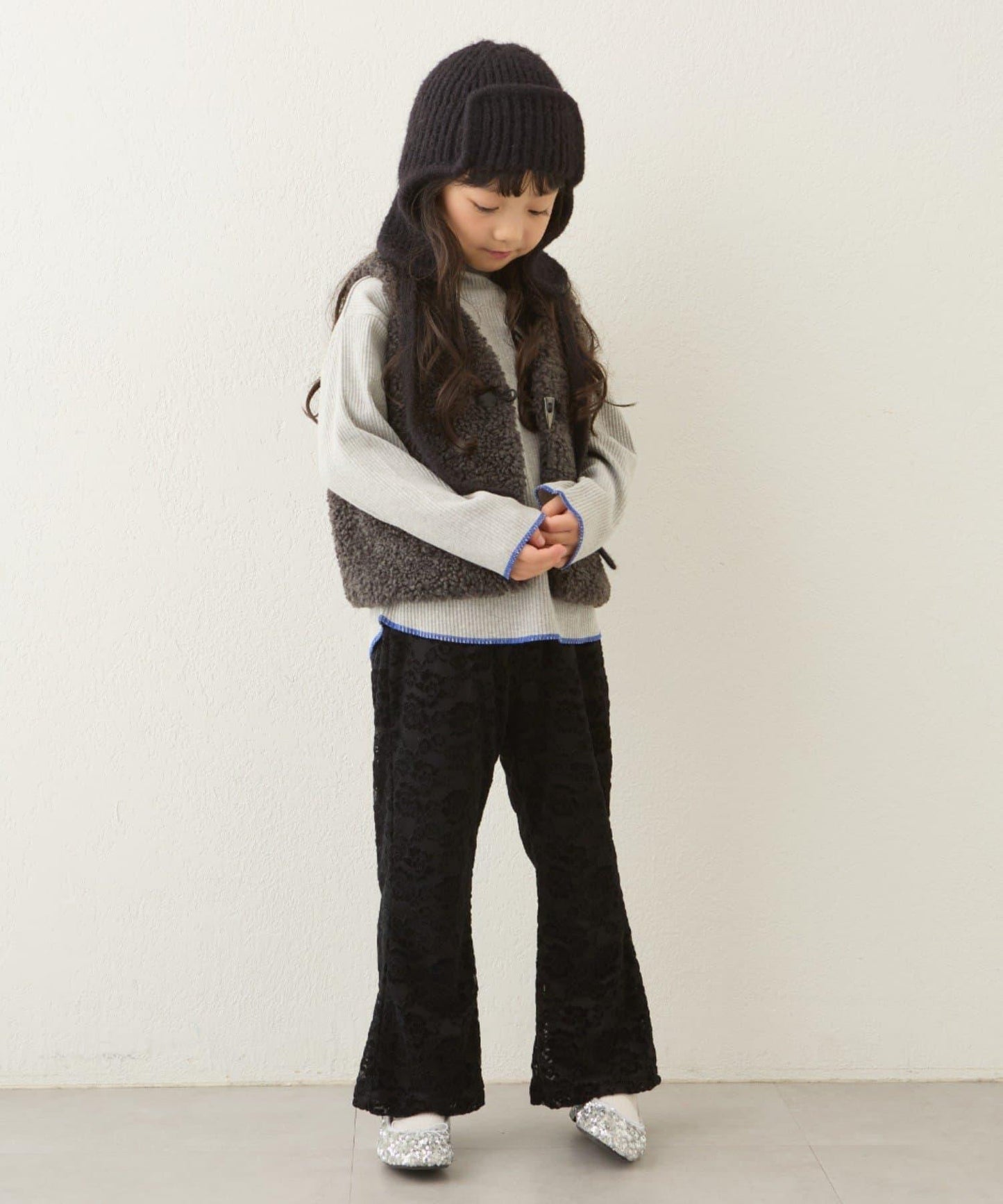 【兒童】配色條紋針織高領衫