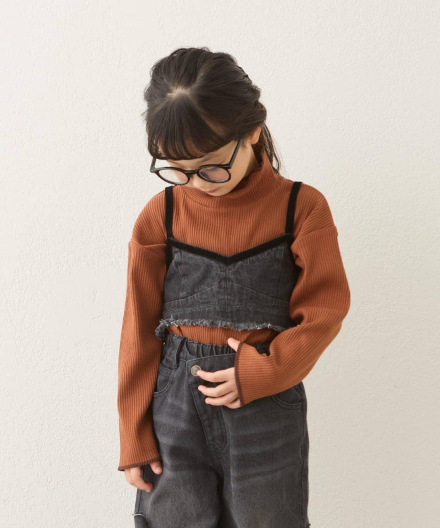 【兒童】配色條紋針織高領衫