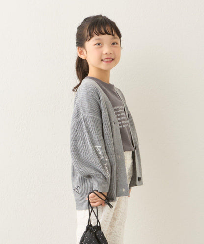 【兒童】點綴刺繡針織開衫