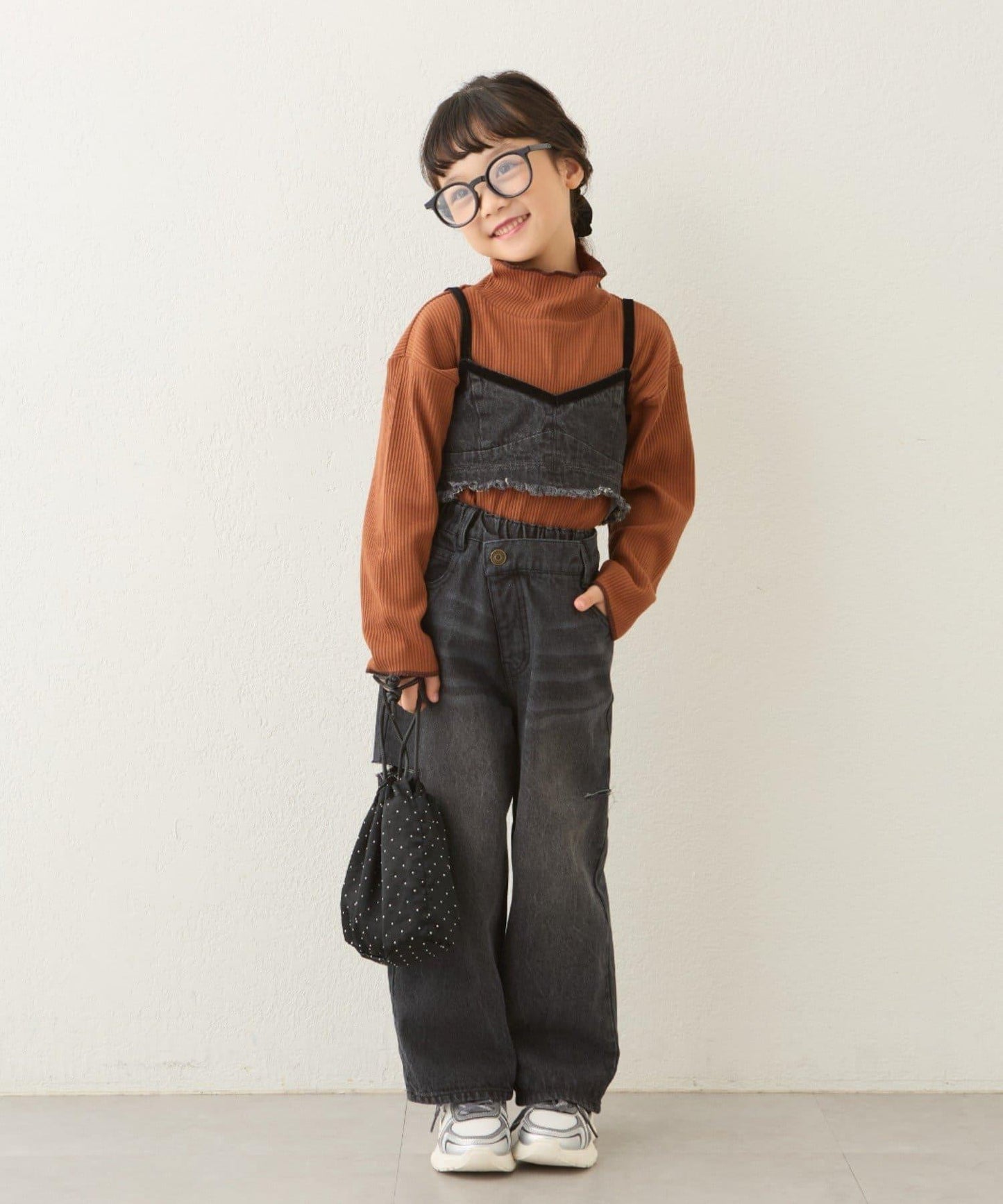 【兒童】配色條紋針織高領衫