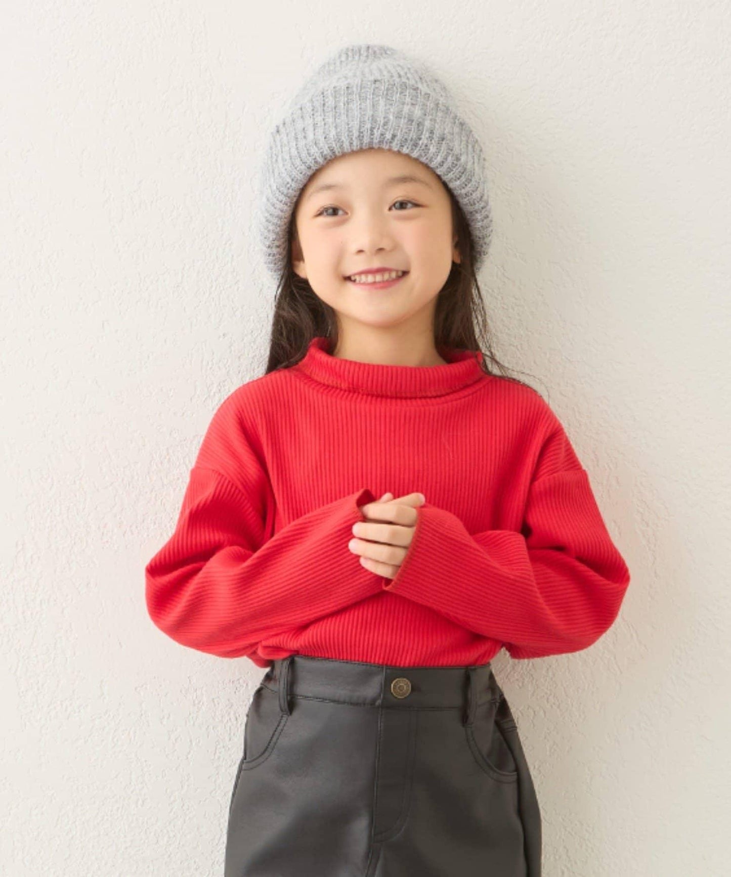 【兒童】配色條紋針織高領衫