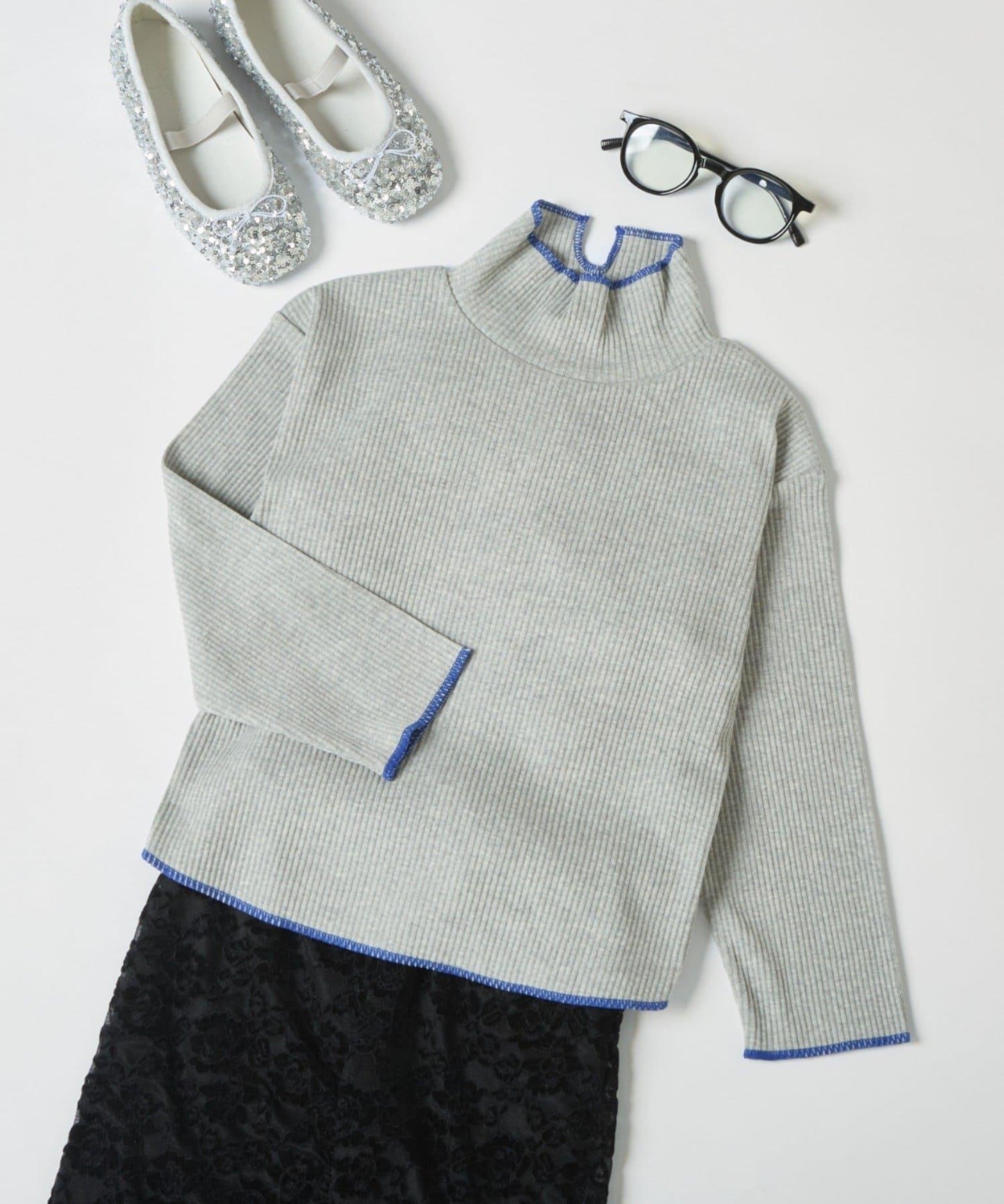 【兒童】配色條紋針織高領衫