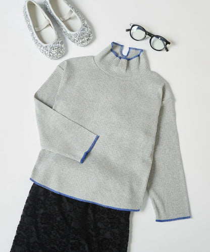 【兒童】配色條紋針織高領衫