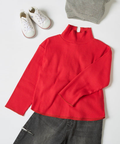 【兒童】配色條紋針織高領衫