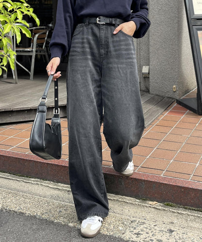 高腰直筒牛仔褲