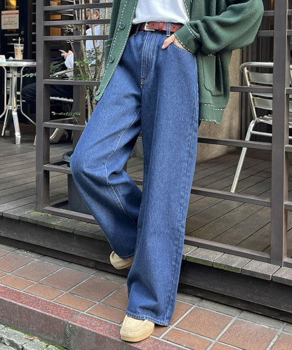 高腰直筒牛仔褲