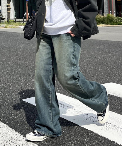 高腰直筒牛仔褲