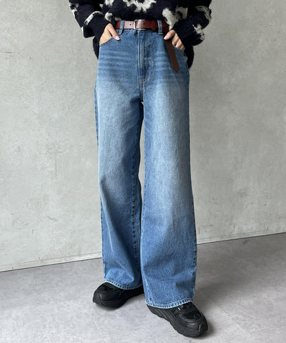 高腰直筒牛仔褲