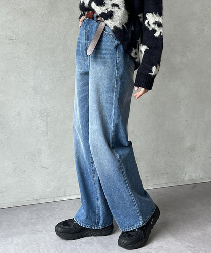 高腰直筒牛仔褲