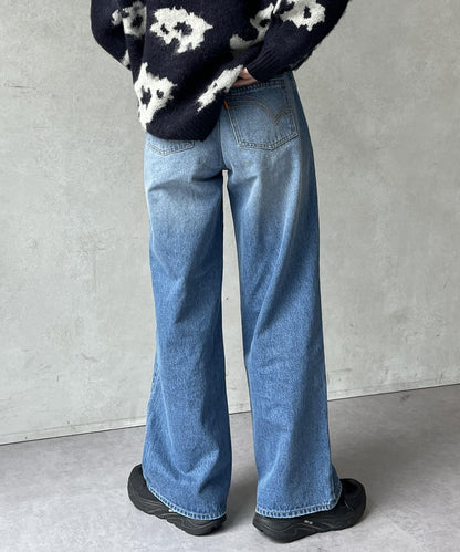 高腰直筒牛仔褲