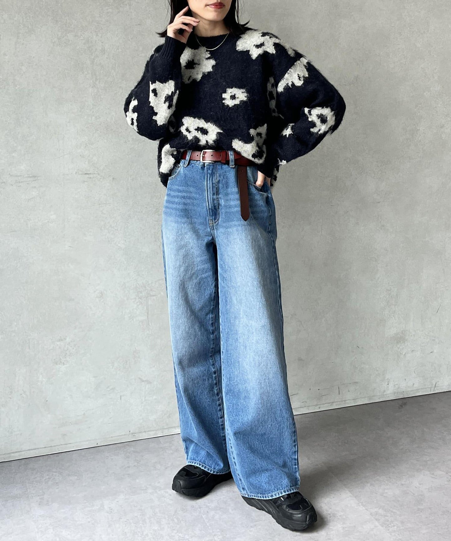 高腰直筒牛仔褲