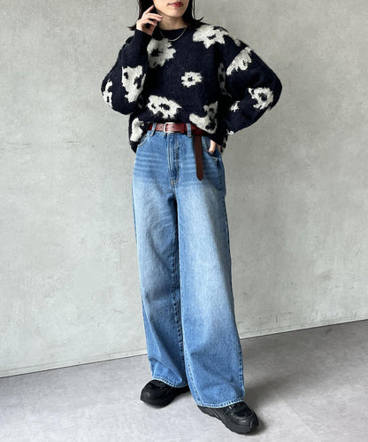 高腰直筒牛仔褲