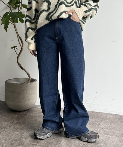 高腰直筒牛仔褲