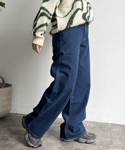 高腰直筒牛仔褲