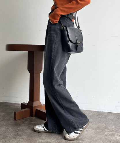 高腰直筒牛仔褲