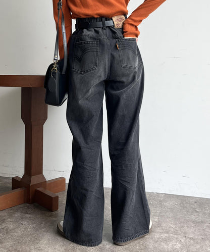 高腰直筒牛仔褲