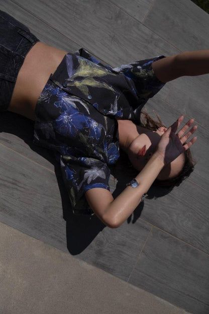 噴花花盒襯衫 - 混搭