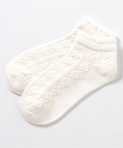 3P套裝 蝴蝶結圖案褶邊短襪