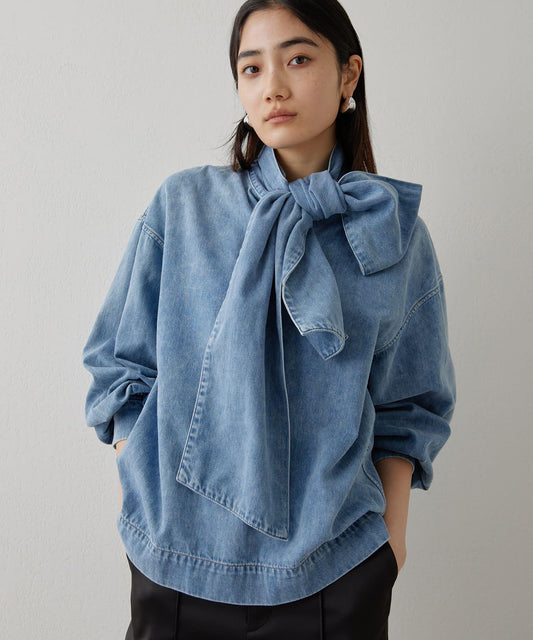 牛仔蝴蝶結襯衫