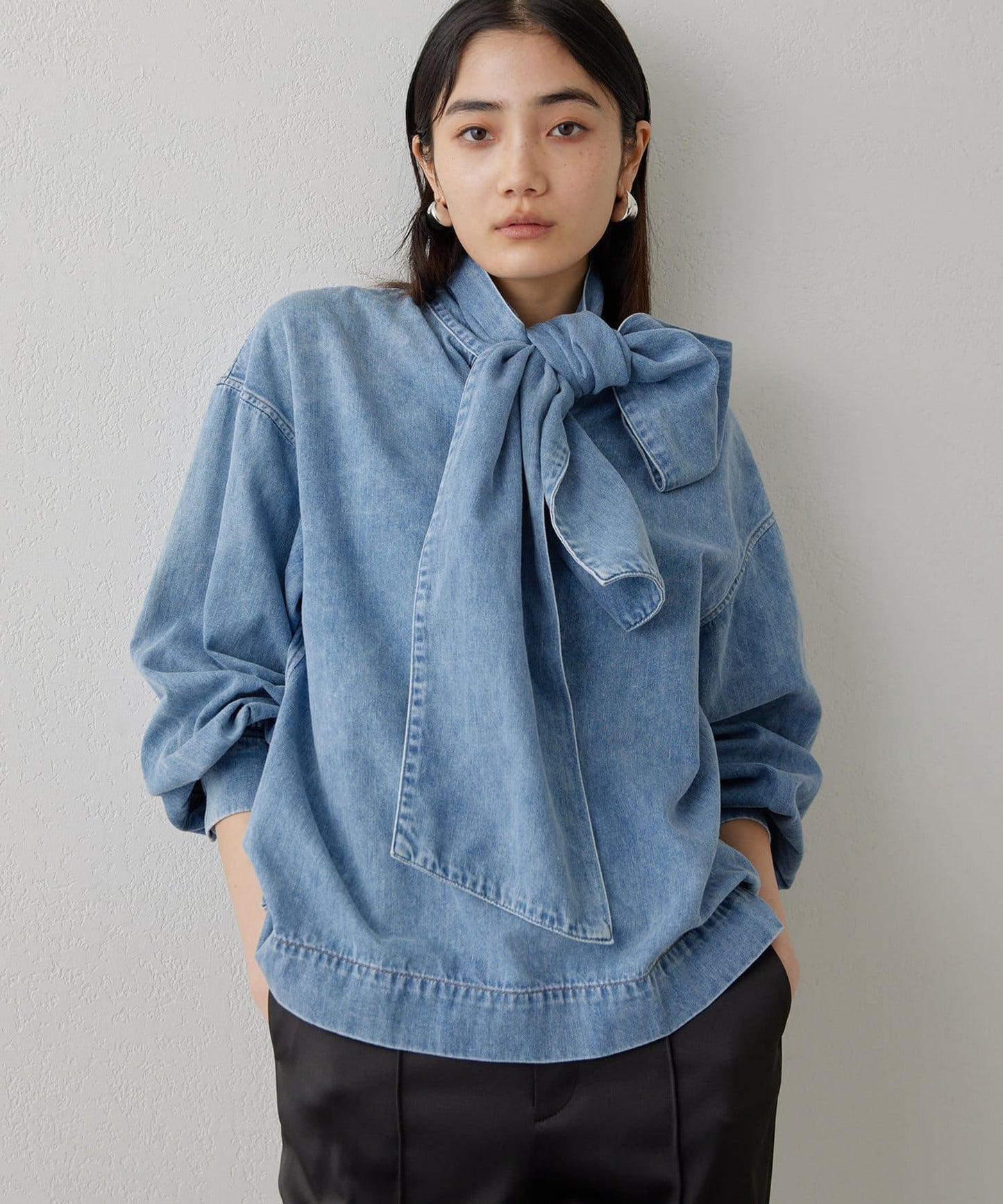 牛仔蝴蝶結襯衫
