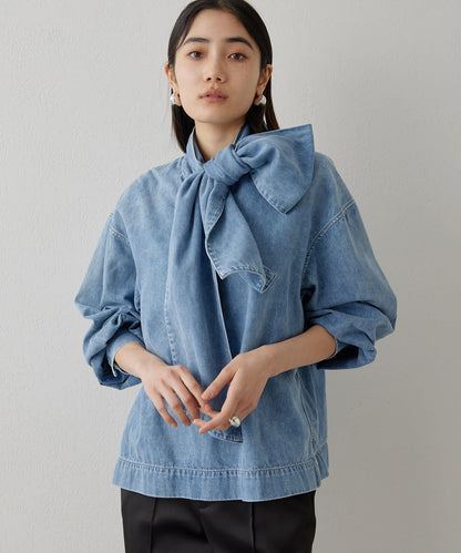 牛仔蝴蝶結襯衫