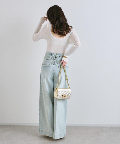 後背係扣裝寬鬆牛仔褲