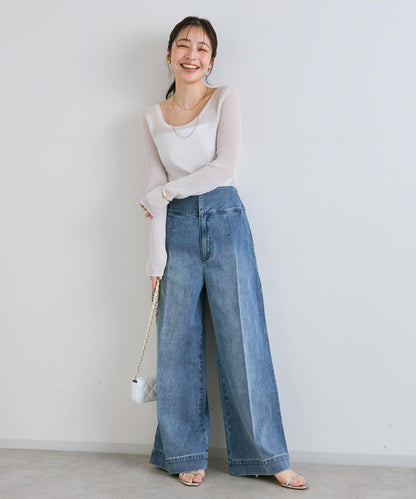 後背係扣裝寬鬆牛仔褲