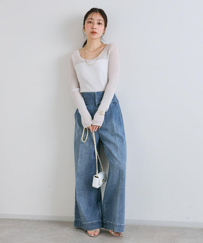 後背係扣裝寬鬆牛仔褲