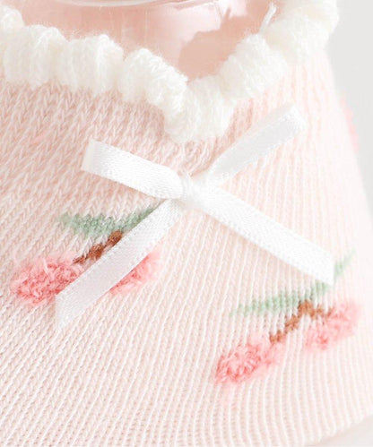 櫻桃·花紋嬰兒襪