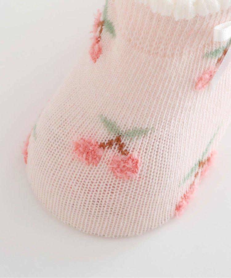 櫻桃·花紋嬰兒襪