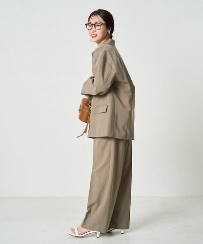 打褶直筒褲（套裝款）