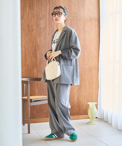 打褶直筒褲（套裝款）