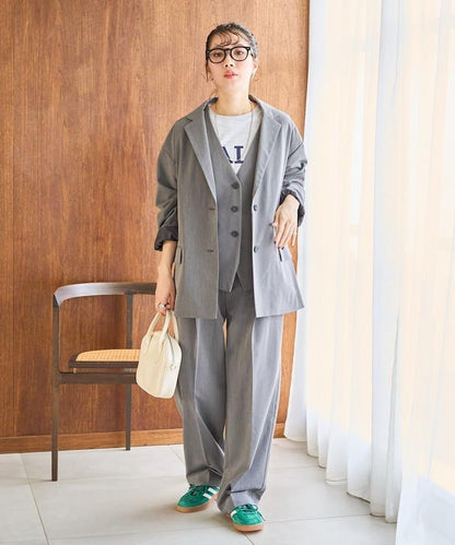 打褶直筒褲（套裝款）