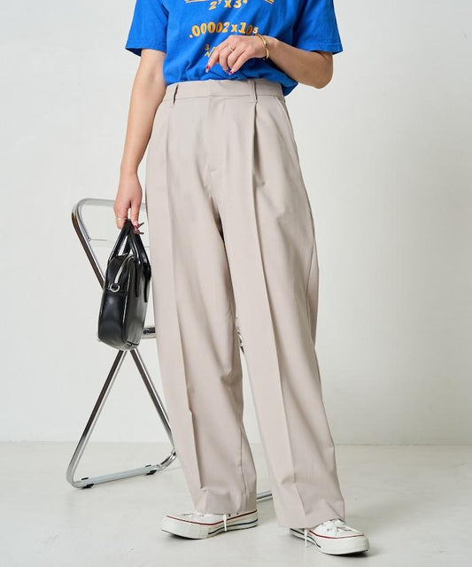 打褶直筒褲(套裝款)