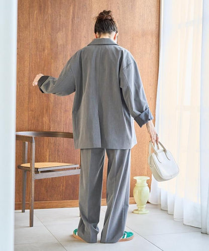 打褶直筒褲（套裝款）