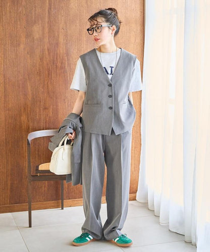 打褶直筒褲（套裝款）